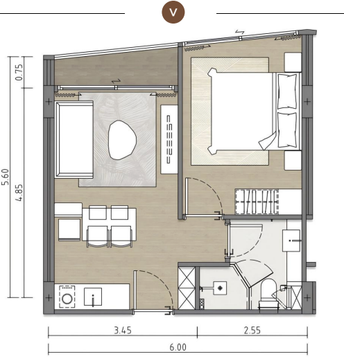 1-Bedroom floor Plan Laya Resort